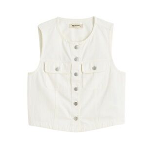 Madewell Cropped Denim Vest: Airy Denim Edition in Tile White
